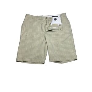Greg Norman Golf‎ Shorts Plaid Flat Front Khaki Casual Size 36